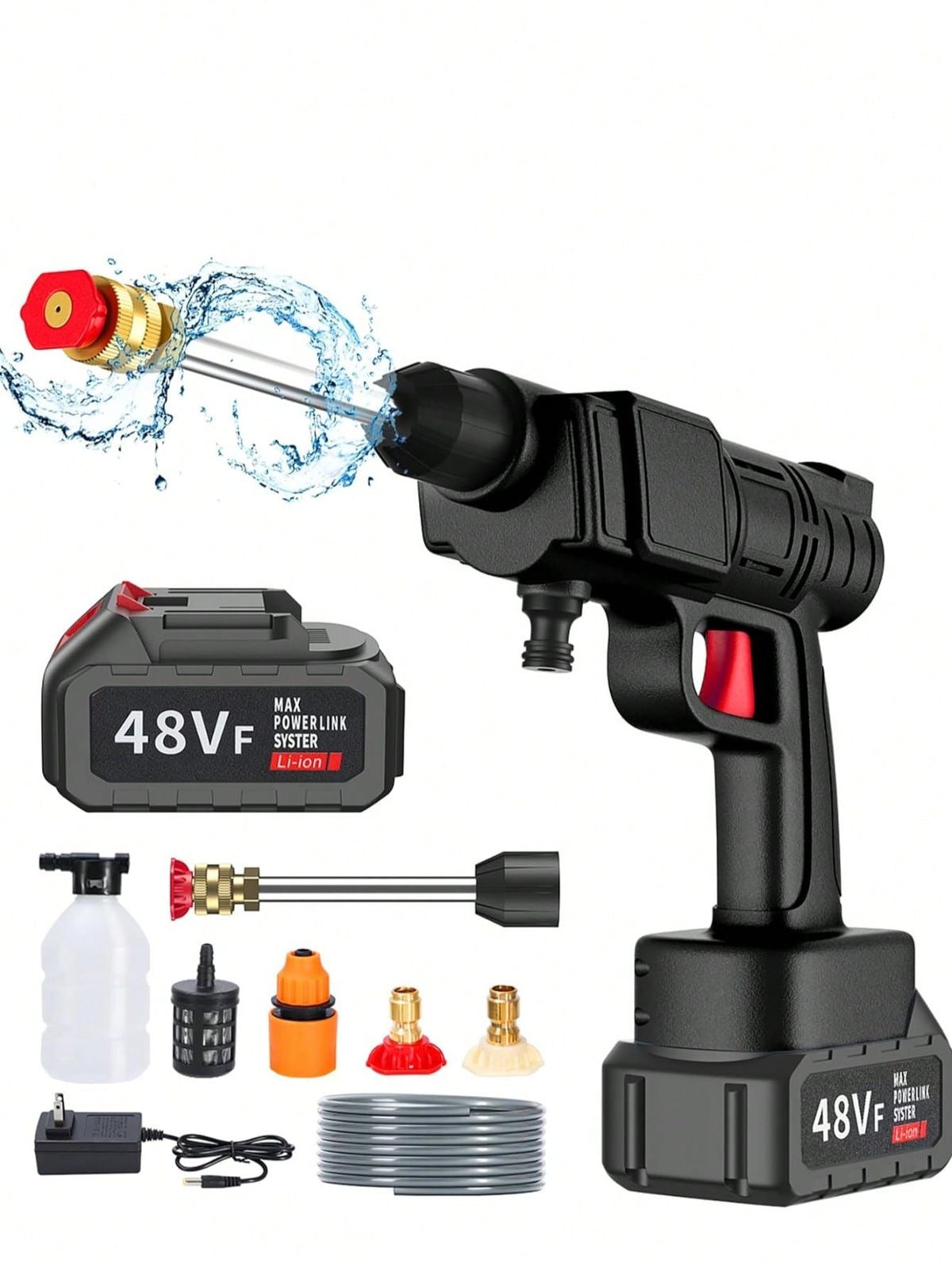 Hidrolavadora inalámbrica con dos baterías 48v